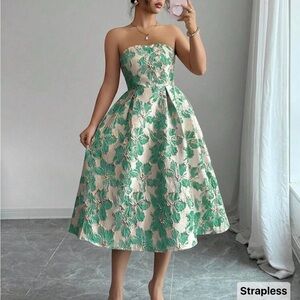 New Strapless brocade dress